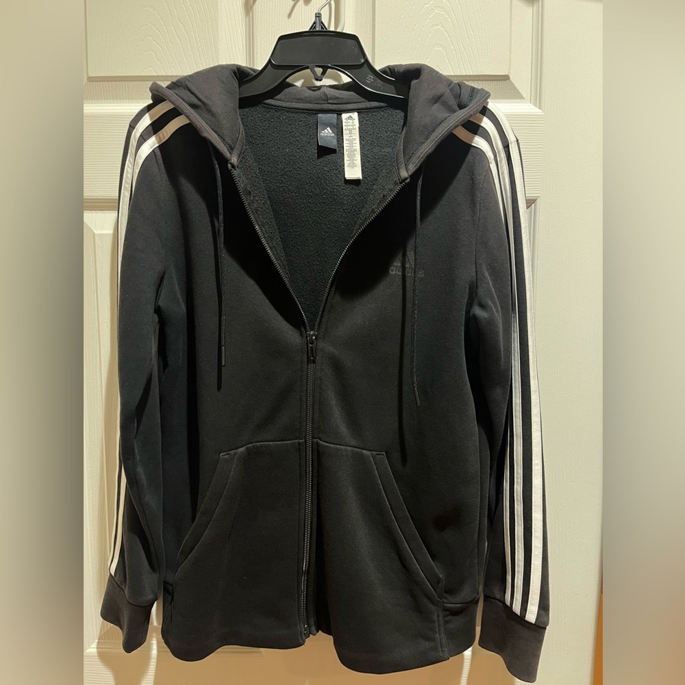 Two adidas full-zip hoodies, size M